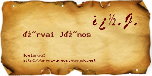 Árvai János névjegykártya
